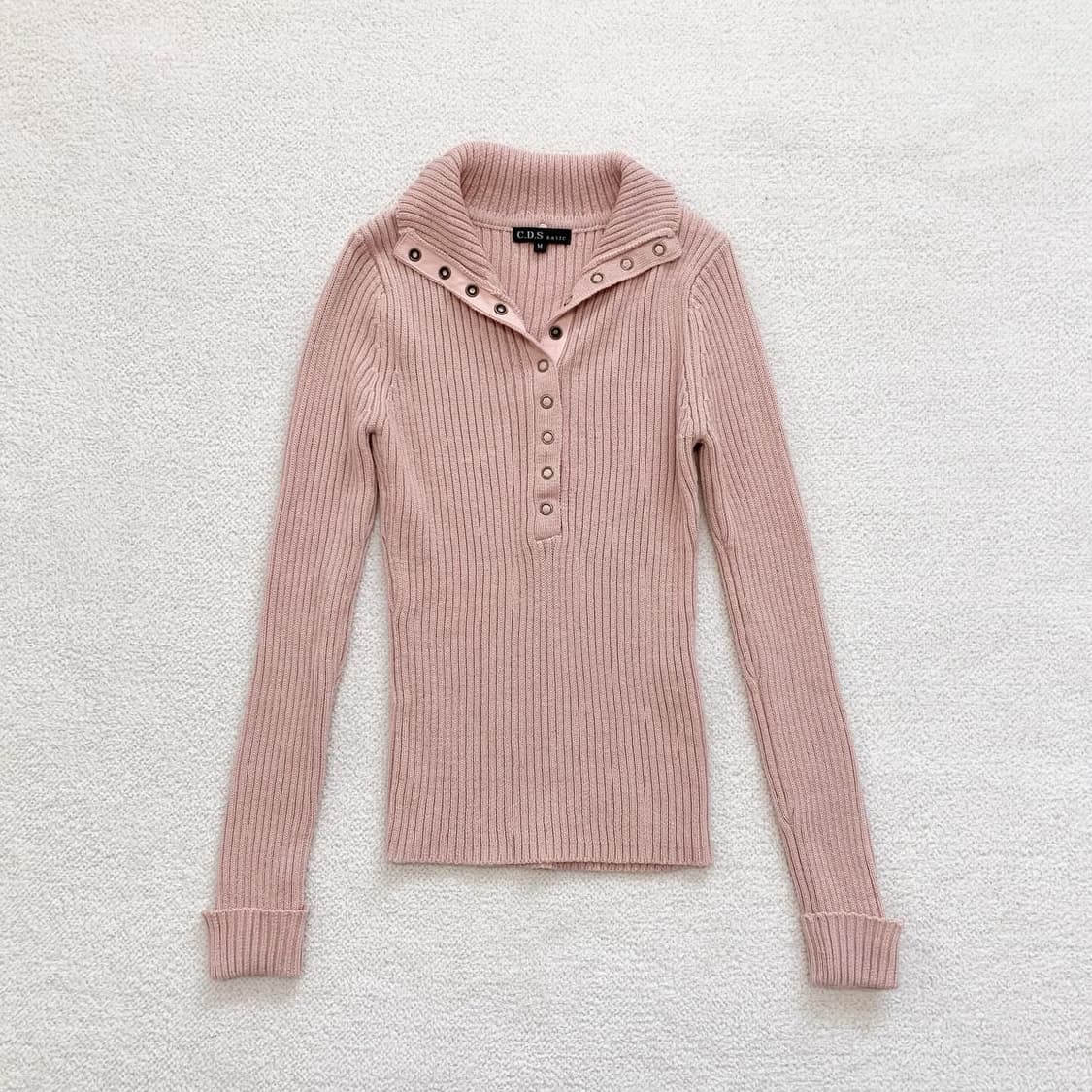 Cds basic 복숭아핑크 골지 니트 상품이미지1