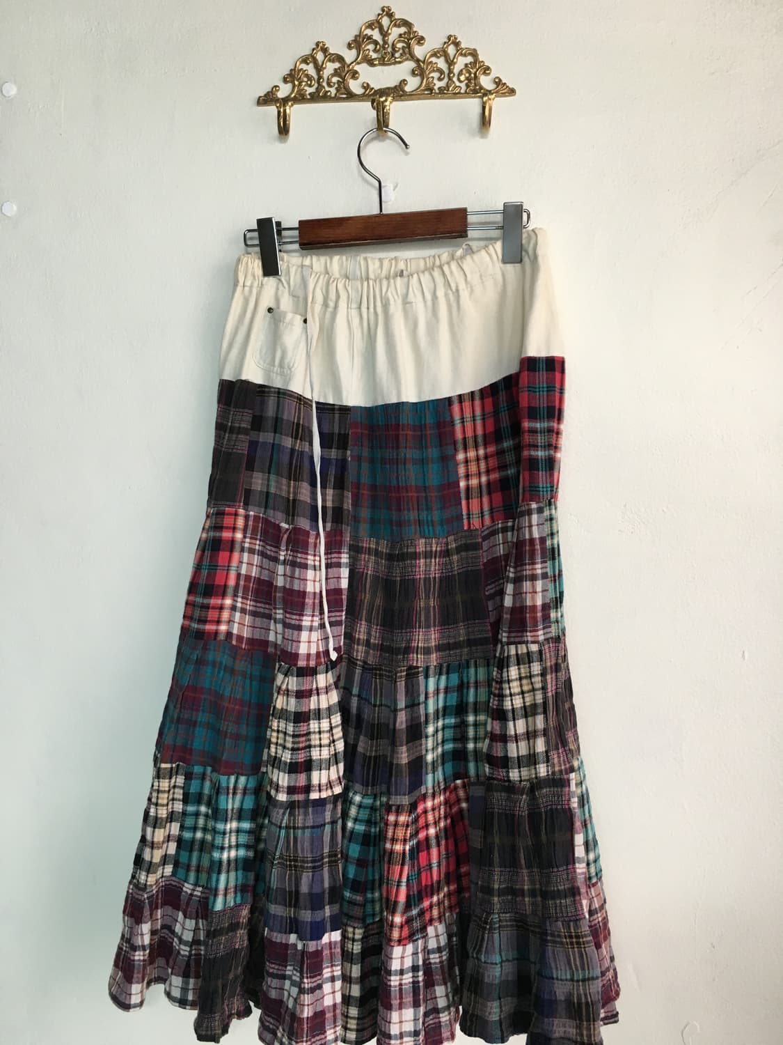 빈티지 임수정깔 체크 모리 패치 스커트 코디세트 상품이미지4