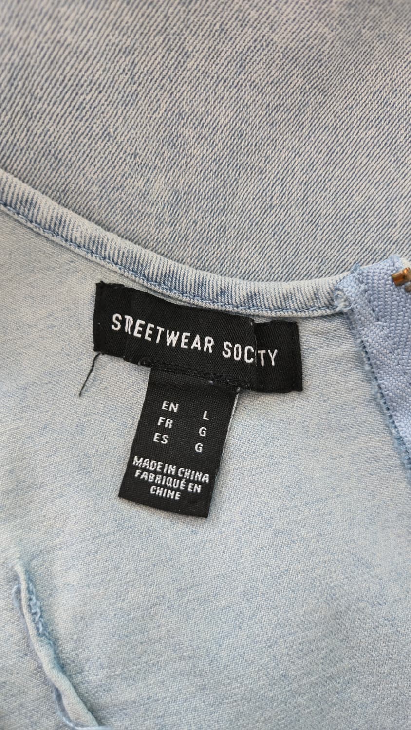 스트릿웨어 소사이어티 연청 데님 나시 미니 원피스 뷔스티에 트임 상품이미지4