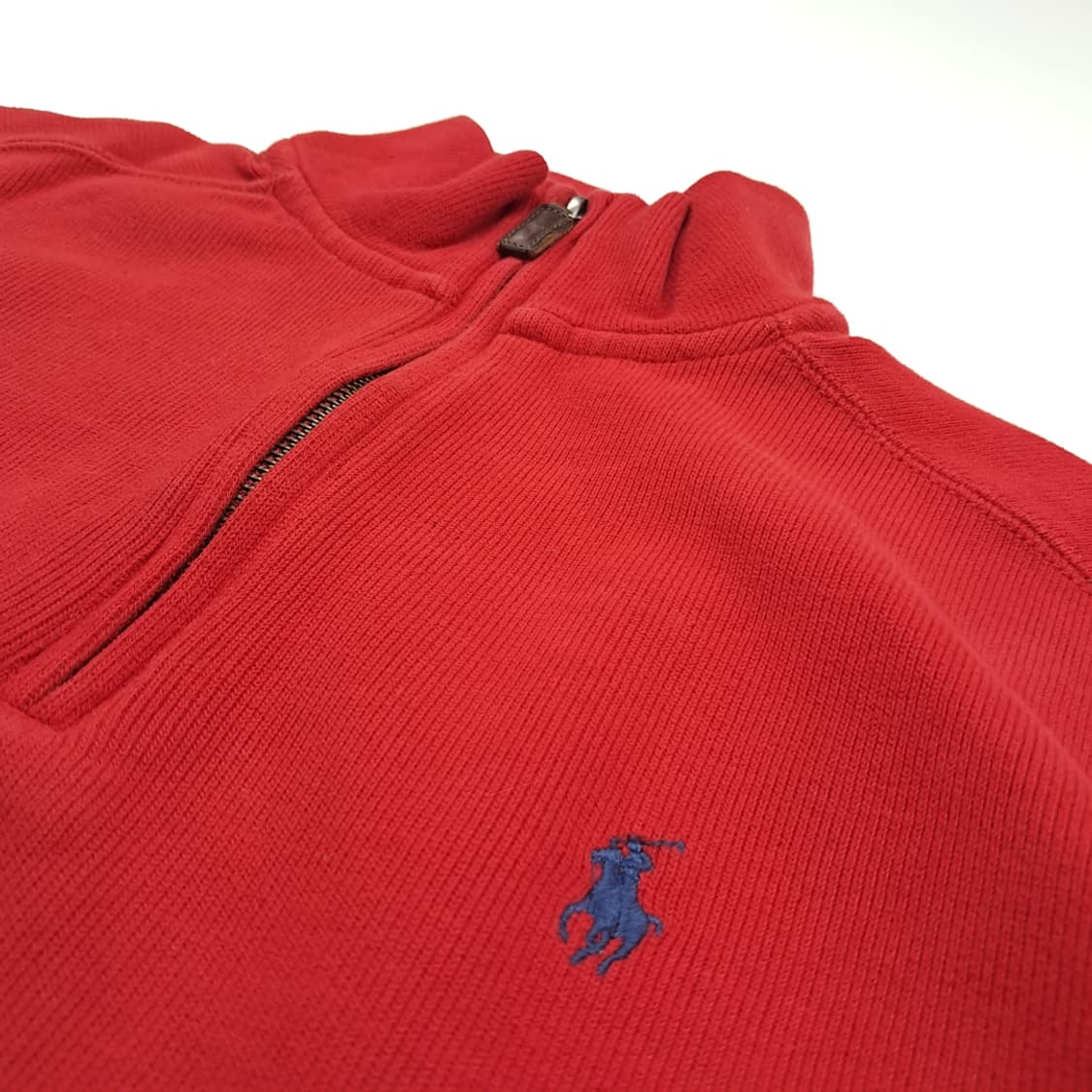 CN808 S 폴로 랄프로렌 레드 하프집업 긴팔 니트 스웨터 상품이미지5
