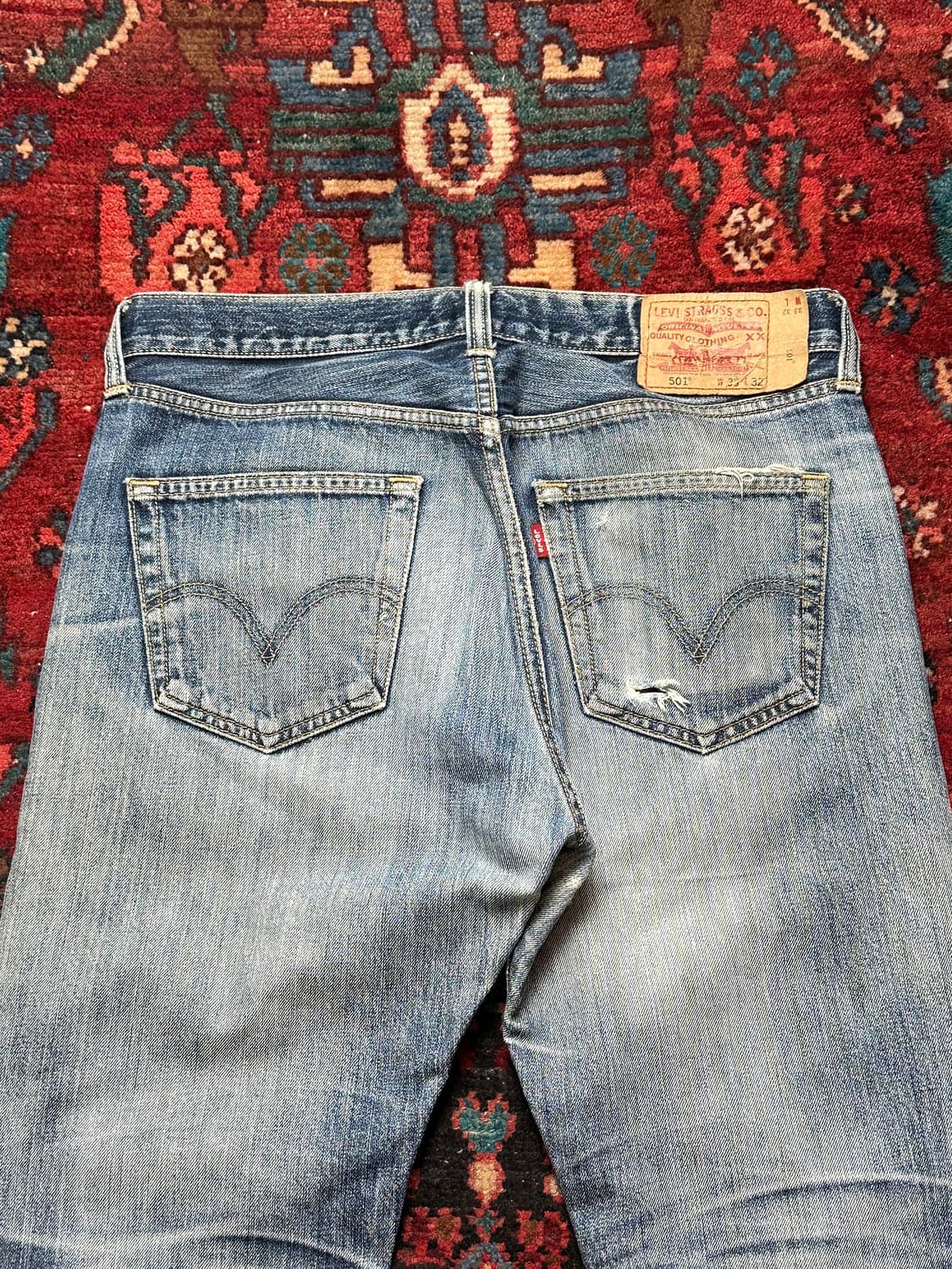 00's 리바이스 501 데님 팬츠 하드 에이징 상품이미지6