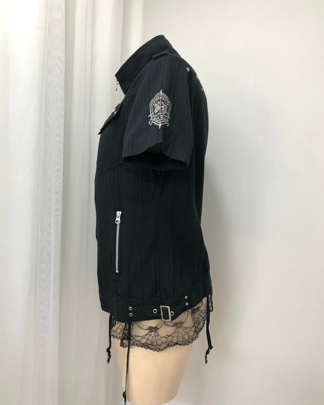 black punk short sleeve zip up jacket 상품이미지4