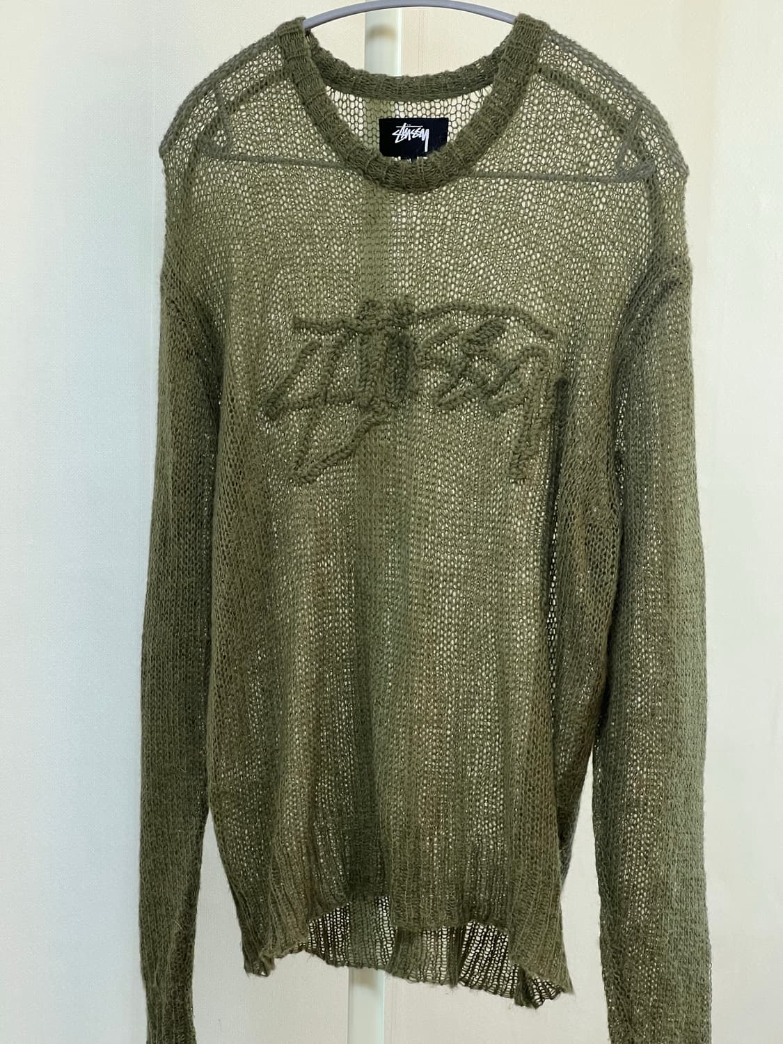 Stussy Loose Knit Logo Sweater Cypress 상품이미지3