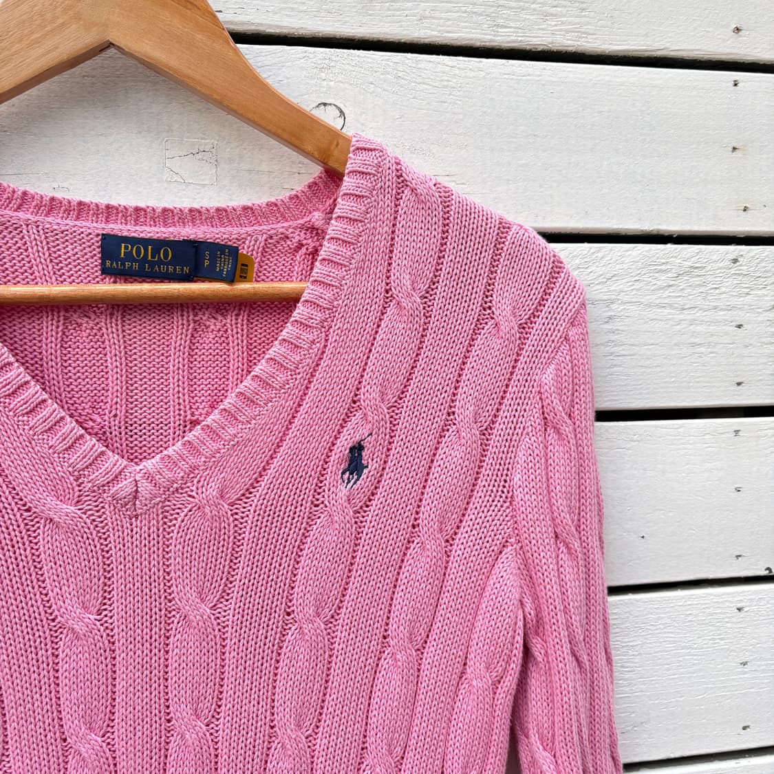 Polo 폴로 피마코튼 브이넥 케이블 꽈배기 니트 상품이미지3