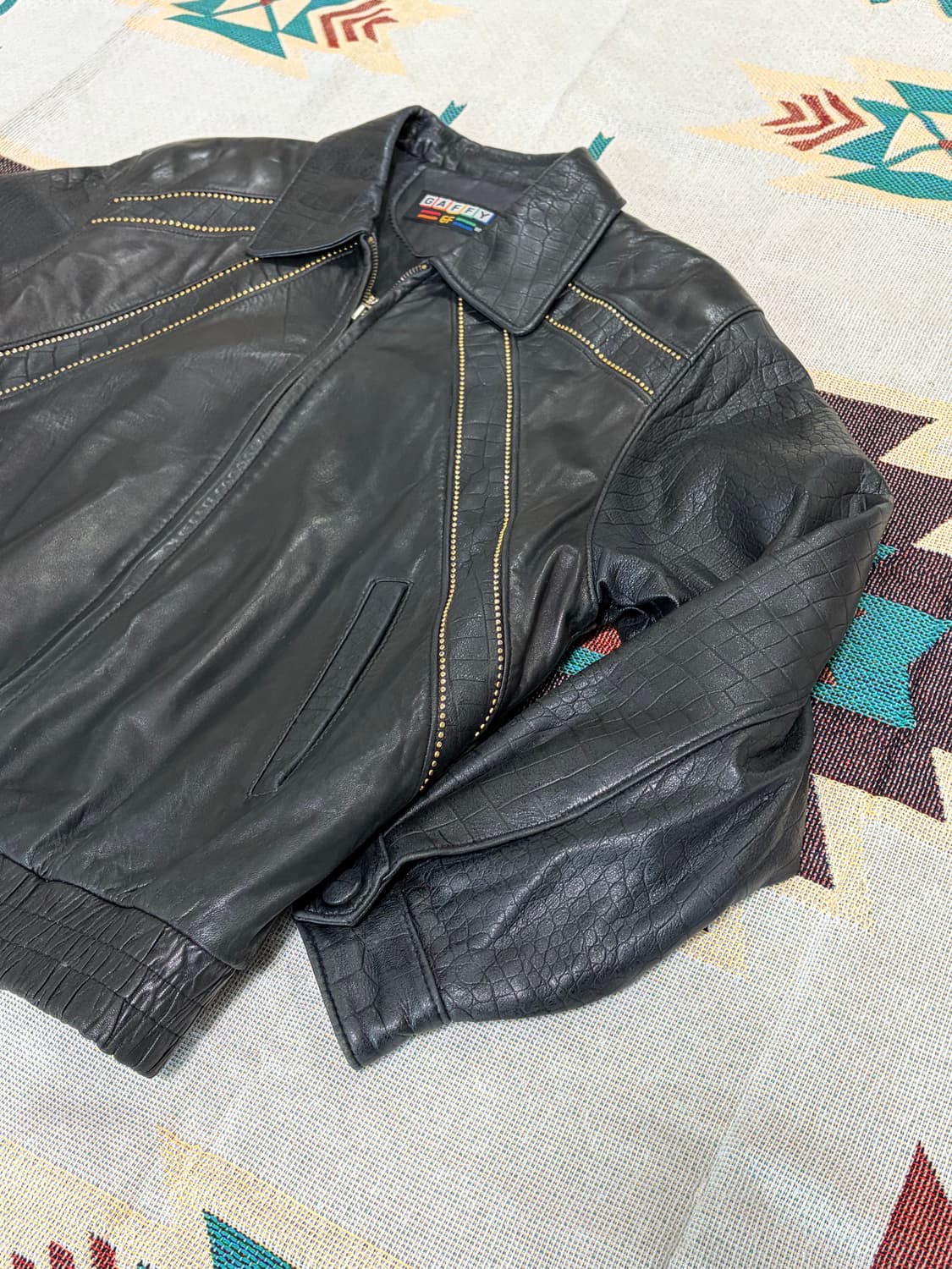 GAFFY stud phython leather jacket 상품이미지3