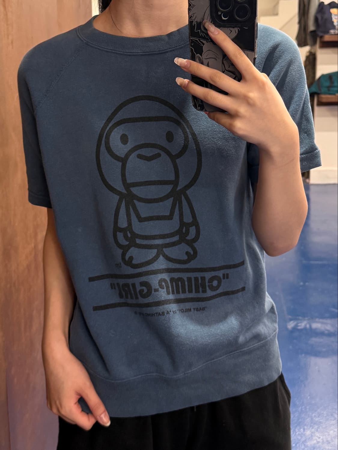 2000s Bape bapy 마일로 반팔 스웻셔츠 상품이미지2