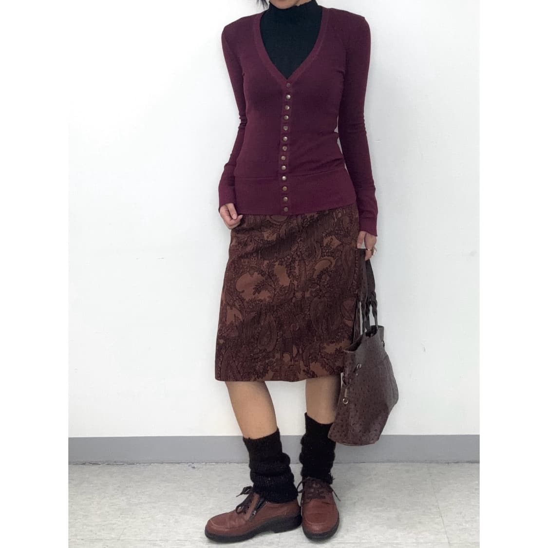 빈티지 버건디 가디건 상품이미지2