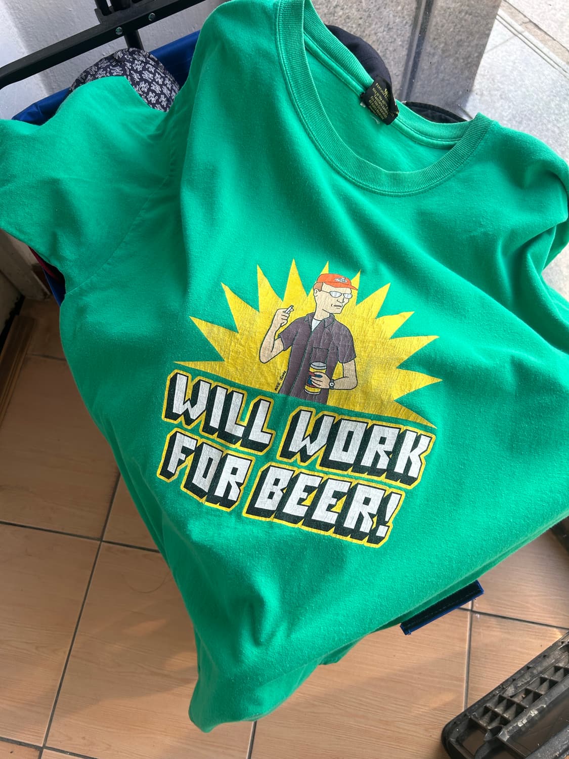 빈티지 Will work for beer 티셔츠 상품이미지1