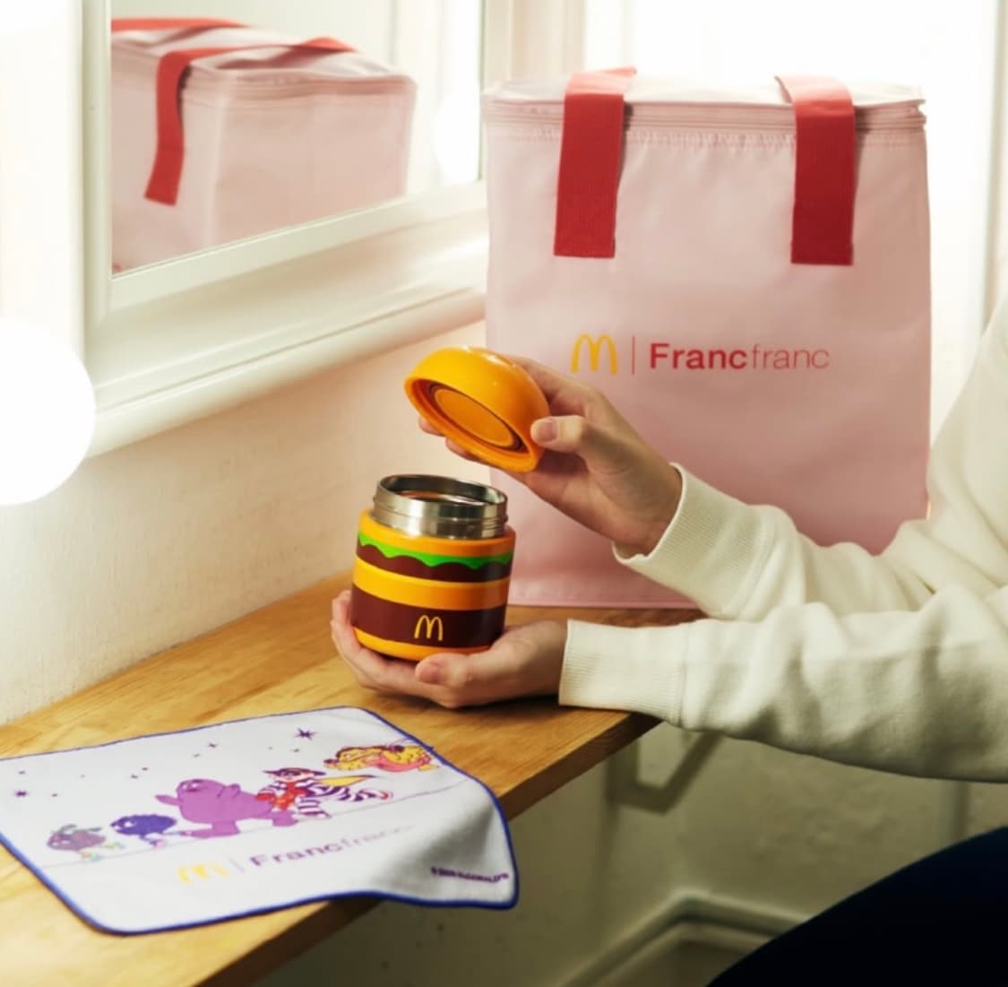 일본 맥도날드 프랑프랑 콜라보 보온통 + 보냉백 + 손수건 세트  상품이미지1