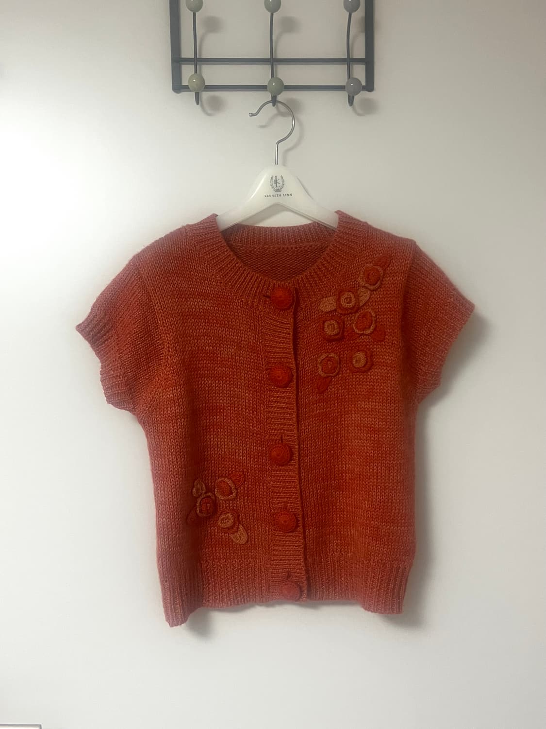 하구미 모리걸 레드오렌지 반팔 가디건 상품이미지1