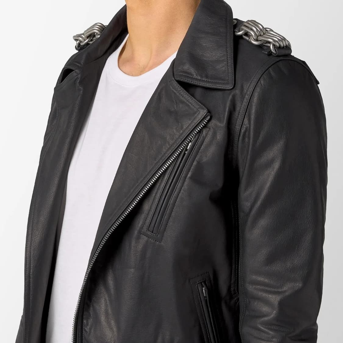 [52] 릭오웬스 스투지 체인 레더 바이커 자켓 상품이미지1