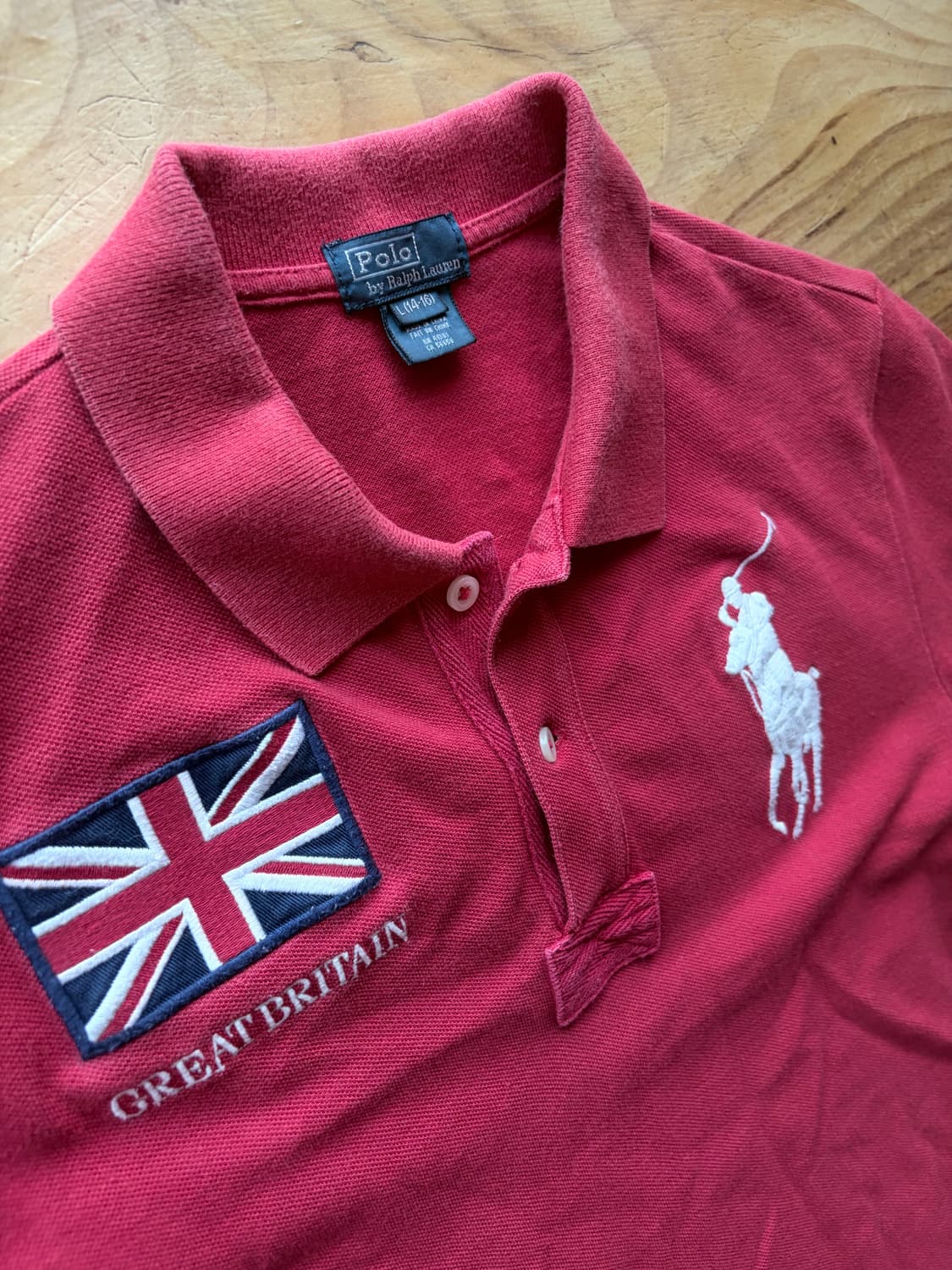 (Polo Ralph Lauren) 폴로 빅포니 영국 국기 버건디 카라티 상품이미지2