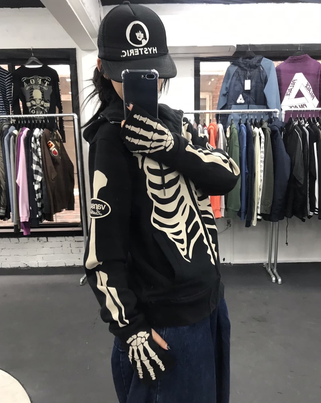 밴슨 레더 본 스켈레톤 후드집업 상품이미지4