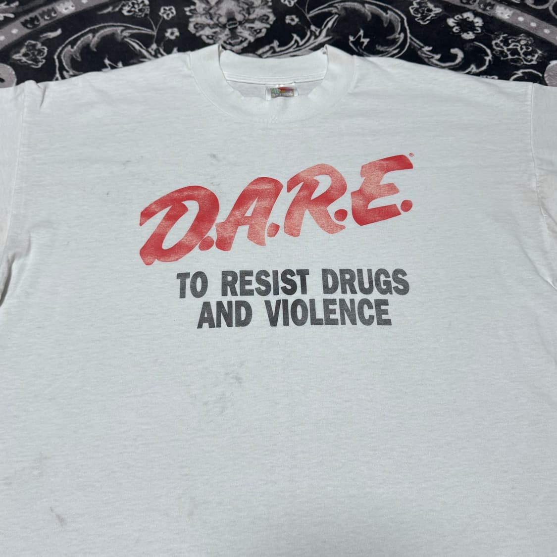 (XL) 90s 빈티지 DARE 화이트 티셔츠 후룻 상품이미지4