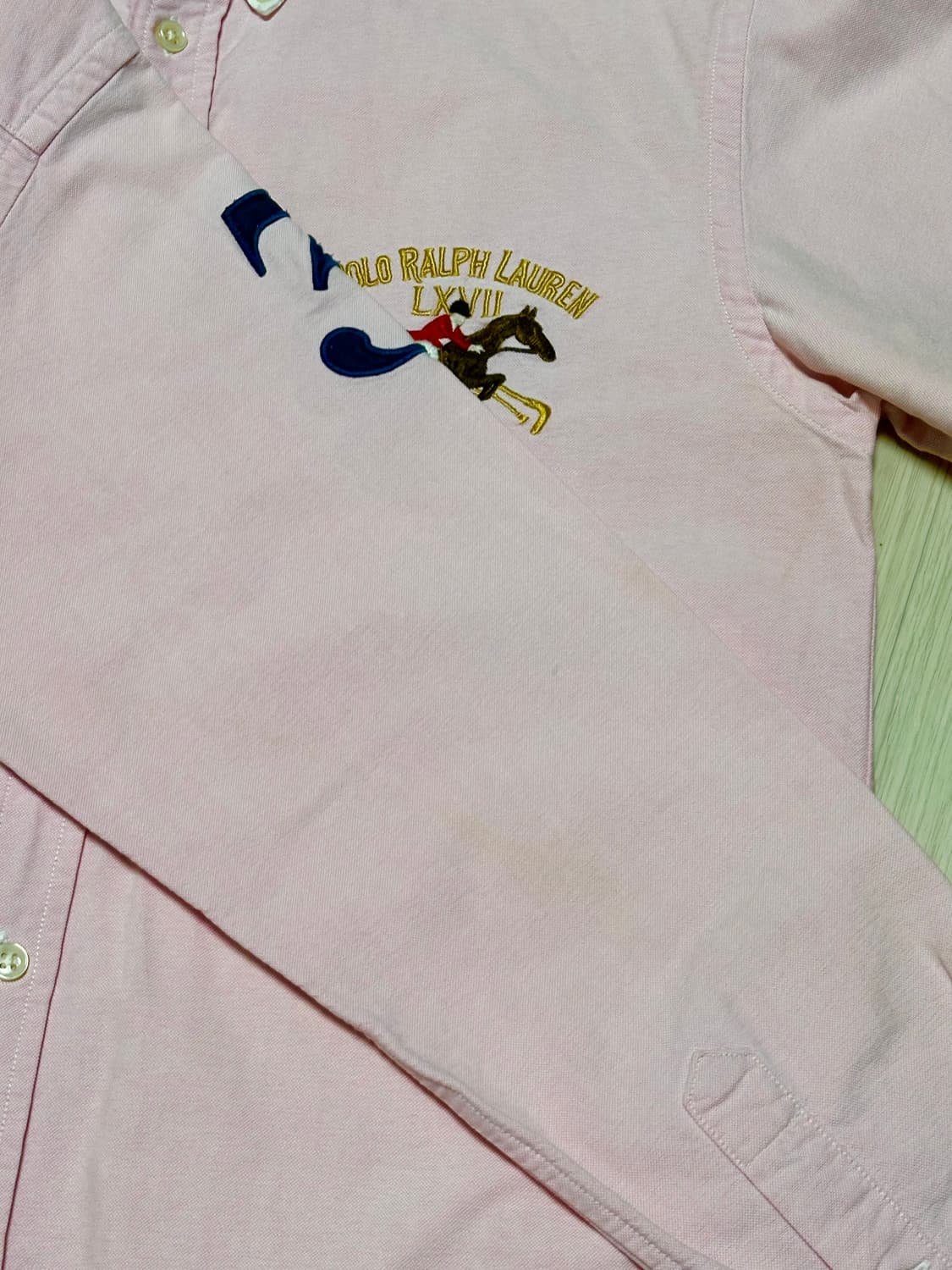 폴로 랄프로렌 빅포니 로고 배색 옥스포드 셔츠 핑크 상품이미지5