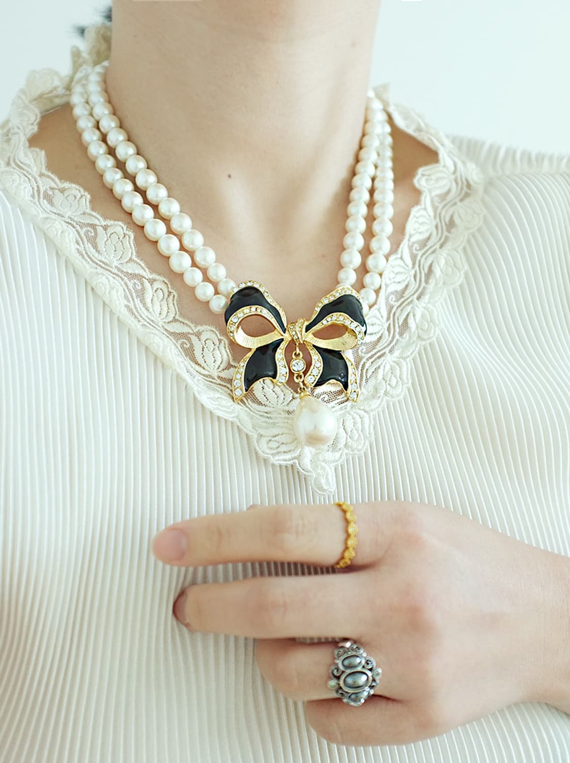 MARVELLA 리본 진주 빈티지목걸이 빈티지주얼리 상품이미지9