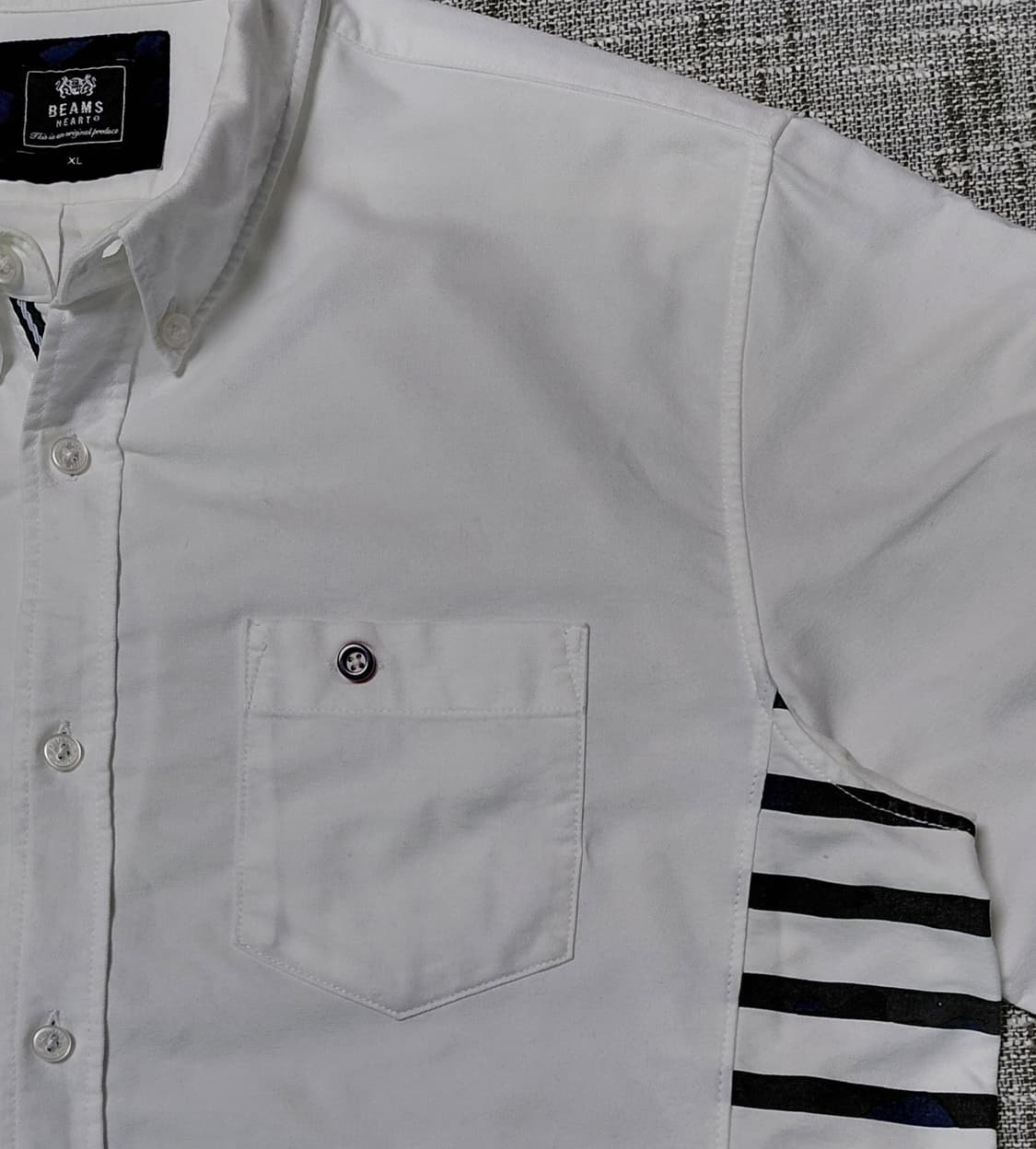 [XL] 빔즈 하트(BEAMS HEART) 사이드 스트라이프 배색 셔츠 상품이미지2