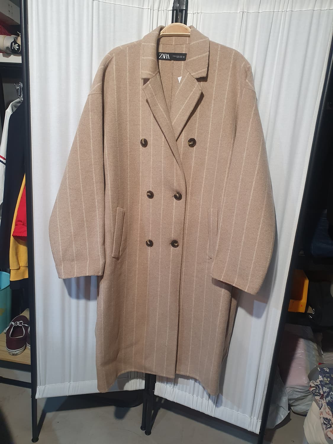 자라 베이지 스트라이프 더블 코트 2200313 상품이미지1