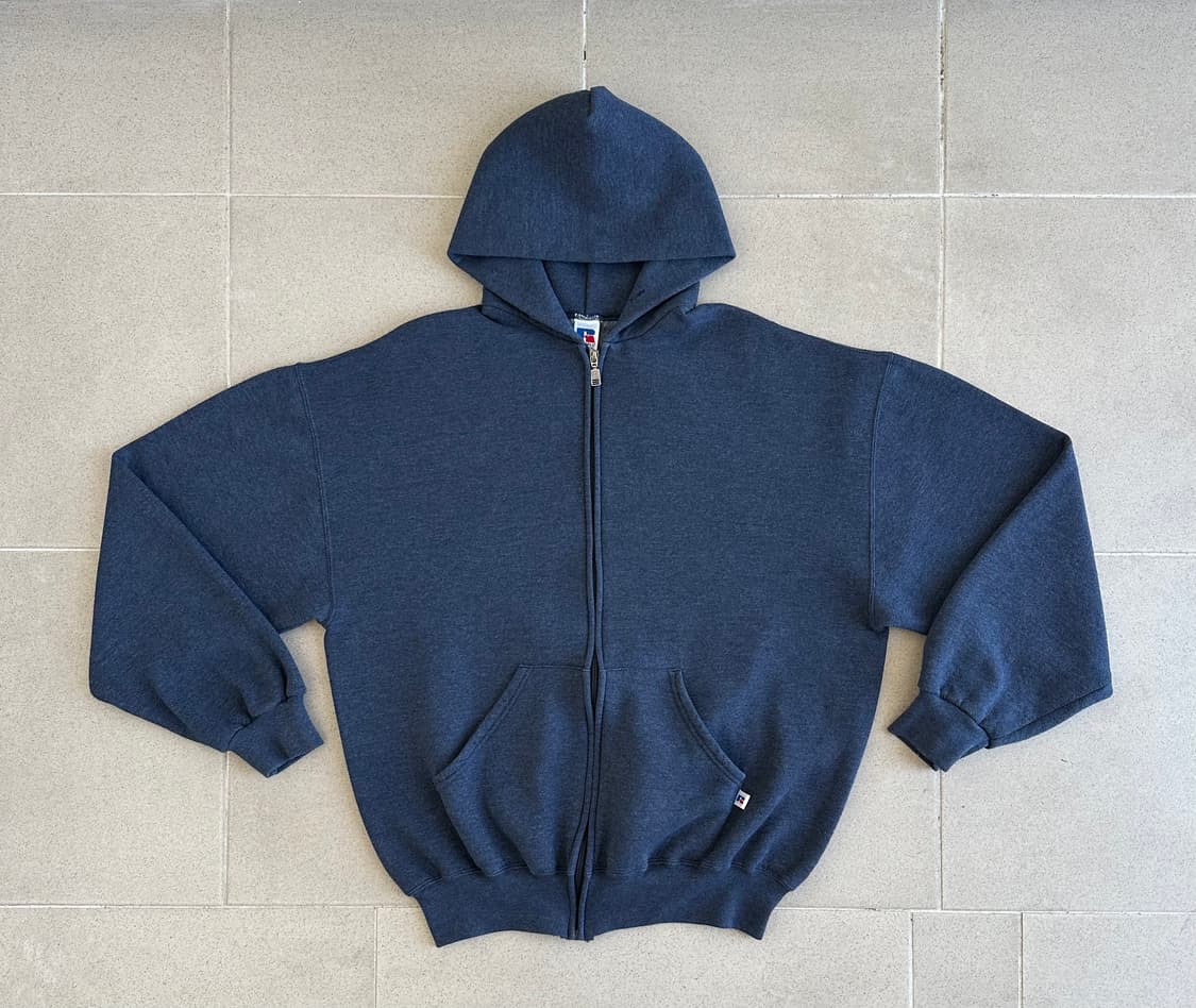 90s 빈티지 러셀 후드집업 블루그레이 XL 상품이미지1