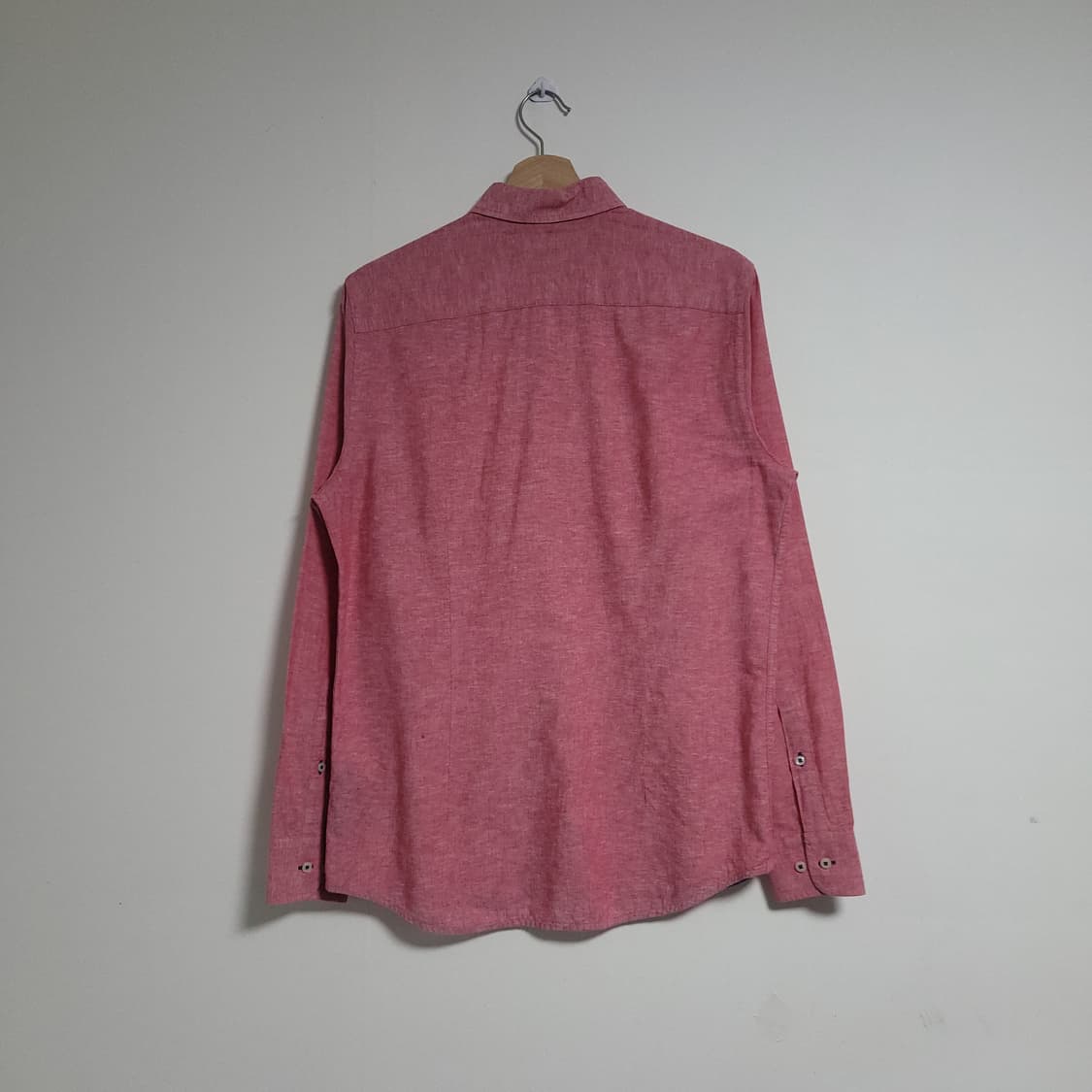 (M) 타미힐피거 딥핑크 긴팔 셔츠 남방 면마혼방 상품이미지4