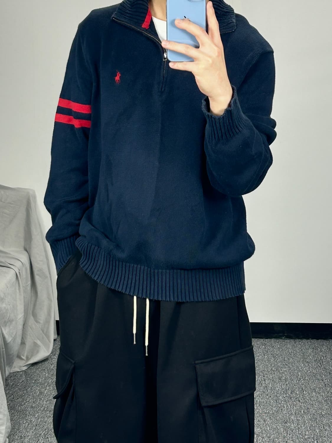 폴로 랄프로렌 네이비 하프집업 니트 XL  상품이미지2