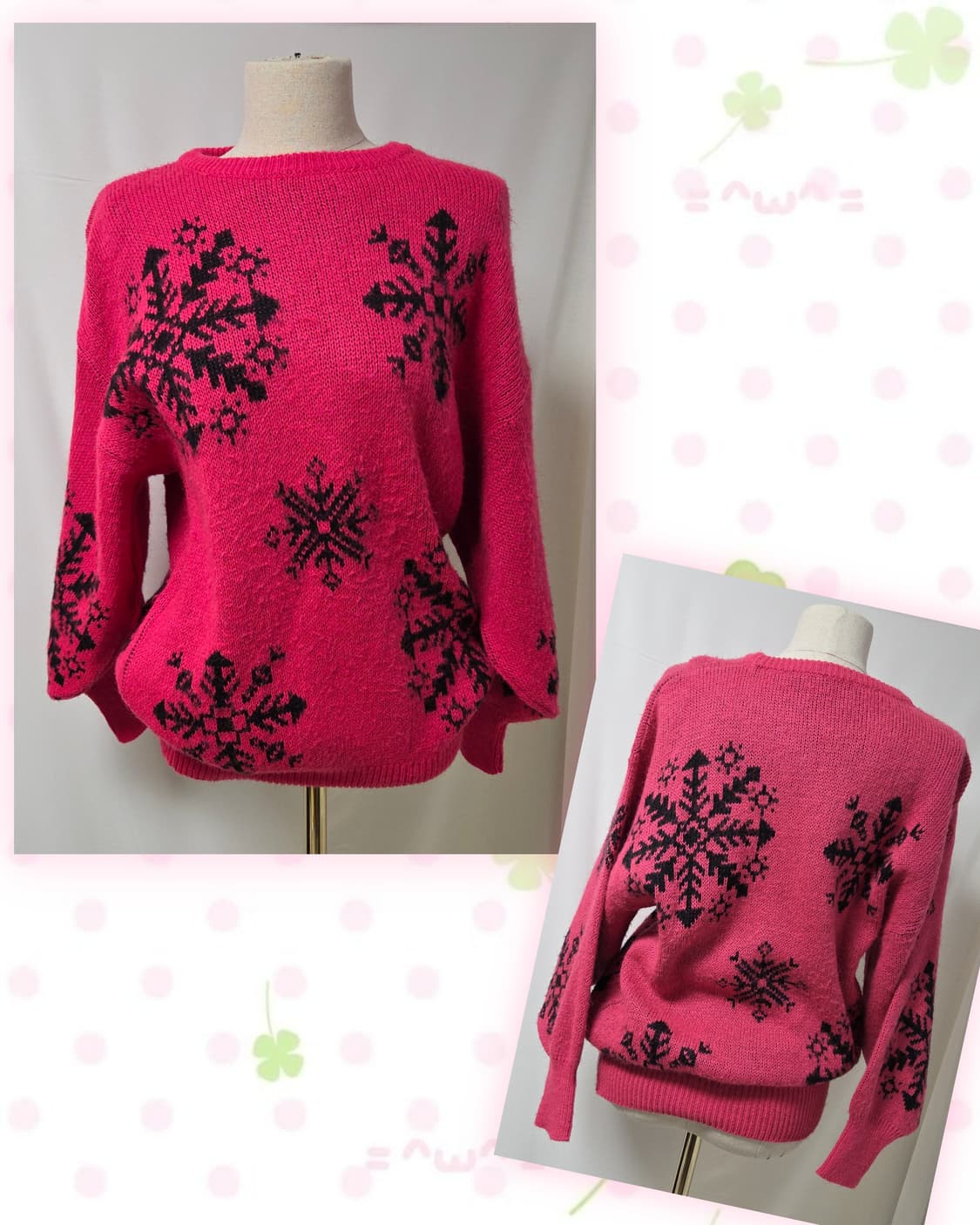 FUJIKI 핫핑크 눈꽃 니트 상품이미지4