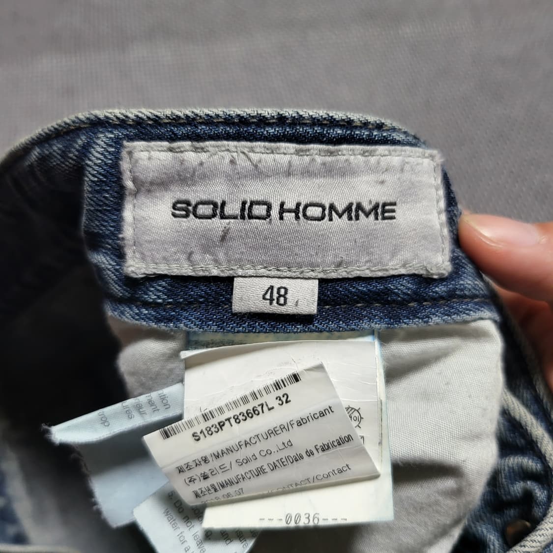 솔리드옴므 18ss 워싱 청바지 데님팬츠 (48/32) 상품이미지3