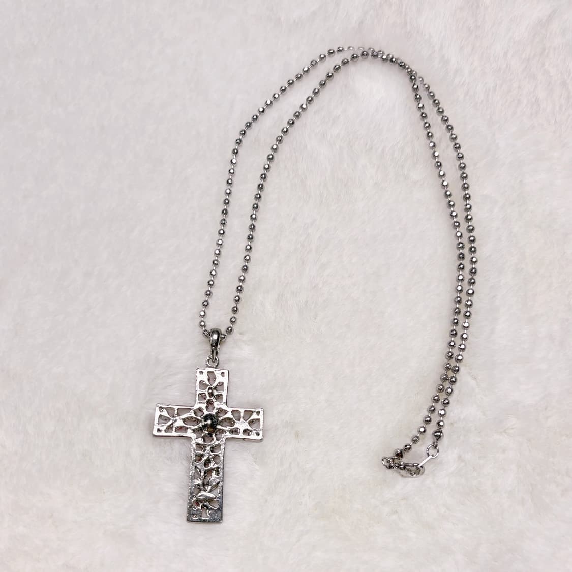 일본 핑크 페어리 핀터깔 큐빅 포인트 십자가 실버 체인 목걸이 상품이미지2