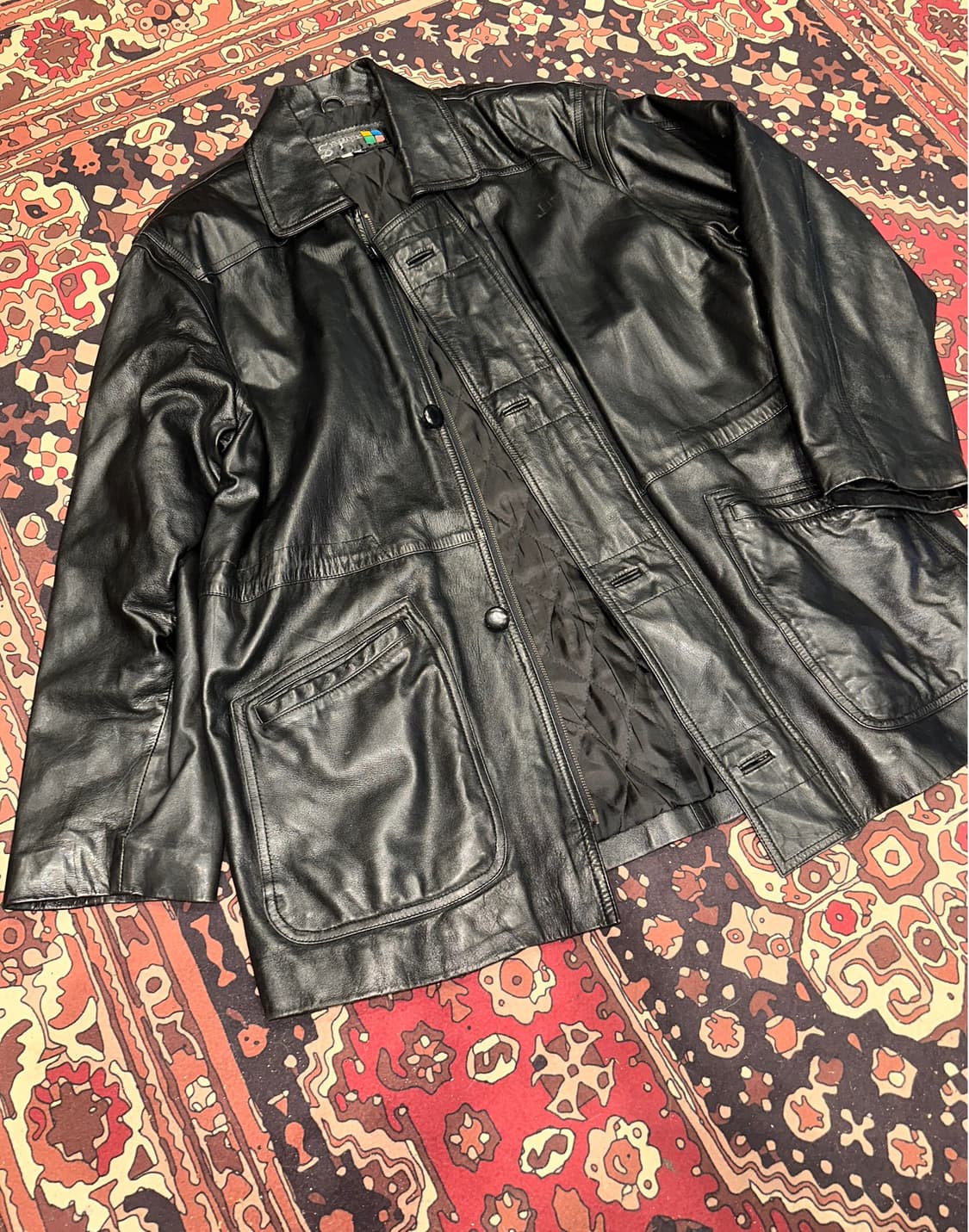 ( 2XL ) 가죽코트 가죽카코트 레더자켓 가죽롱코트 가죽롱자켓 상품이미지2