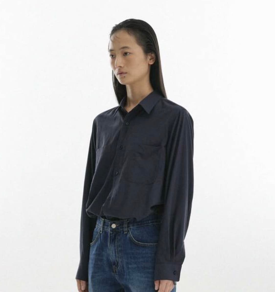 리포스 실키 포켓 셔츠 네이비 새상품 상품이미지2