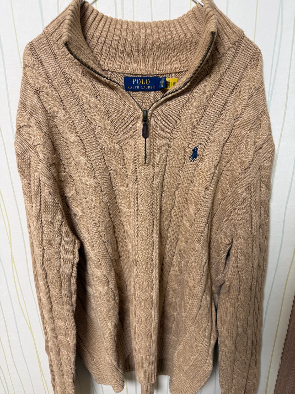 폴로 랄프 로렌 케이블 니트 하프 집업 L 상품이미지2
