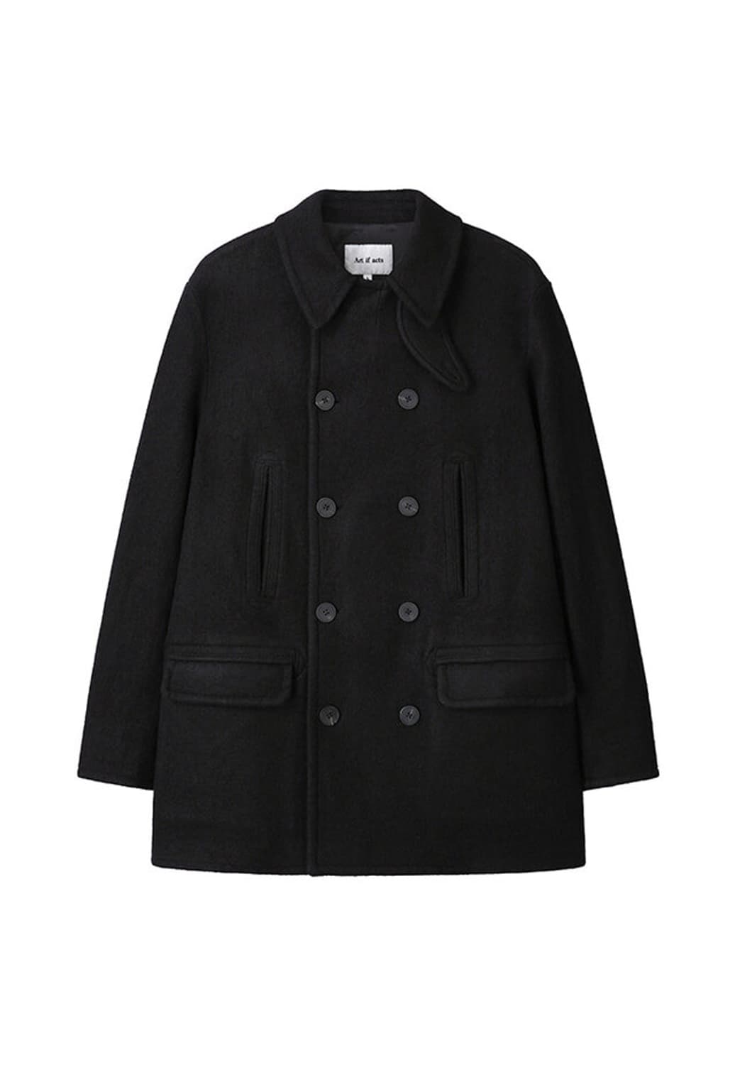 Washed Wool Pea Coat_Black 상품이미지6