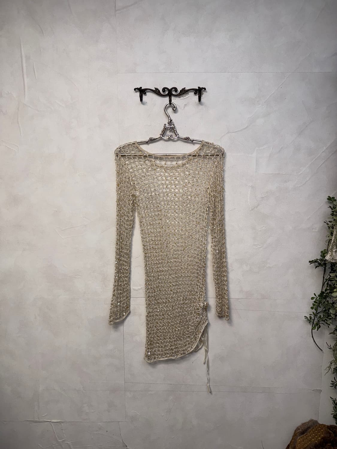 Ivory spangled net loose knit 상품이미지7