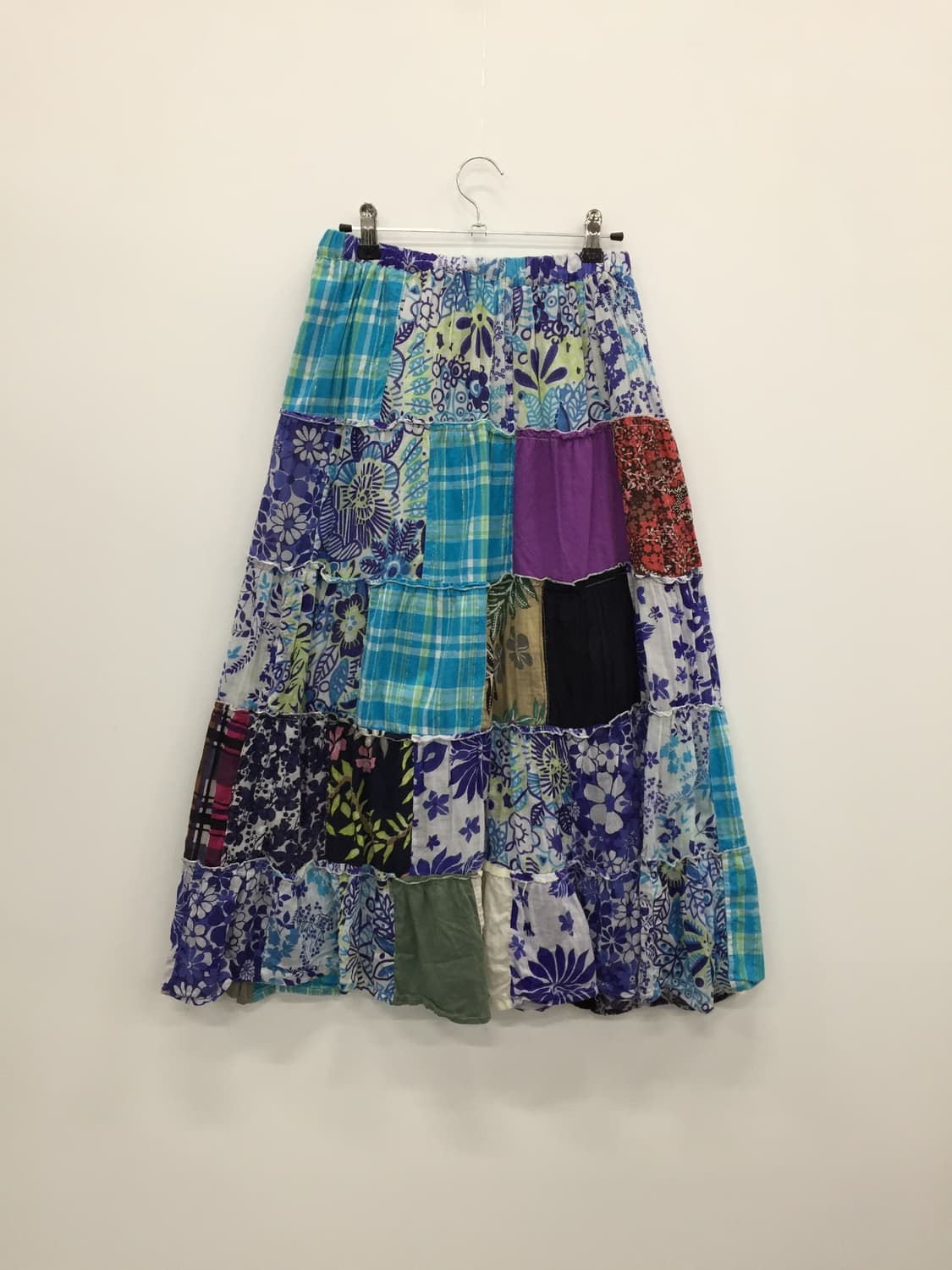 Jpn Blue Floral Patchwork Tiered Skirt 상품이미지6