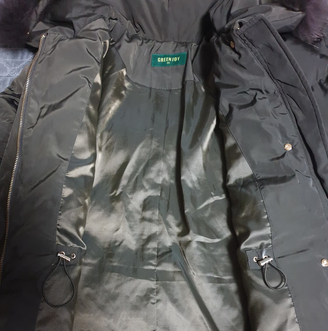 그린조이 라쿤퍼 오리털 패딩 점퍼 올리브 (M) 상품이미지3