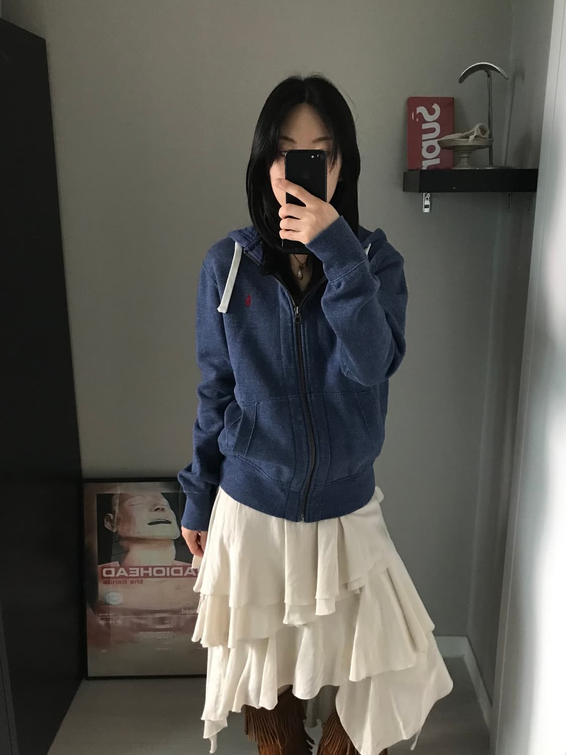 폴로 랄프로렌 포니로고 써멀 블루 후드집업 상품이미지1