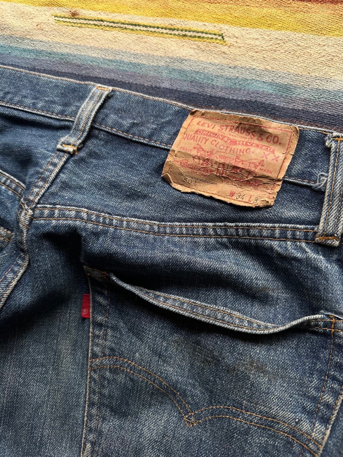 70s USA 빈티지 리바이스 501 66전기 셀비지 데님 팬츠 상품이미지5