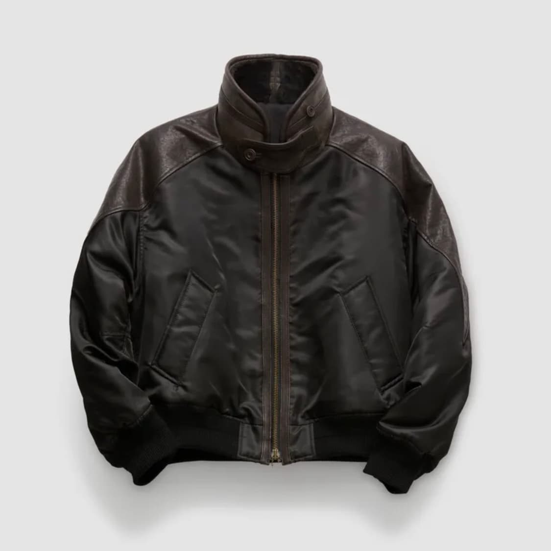 쿠어 하이넥 시어링 믹스드 MA-1 점퍼 다크브라운 상품이미지1