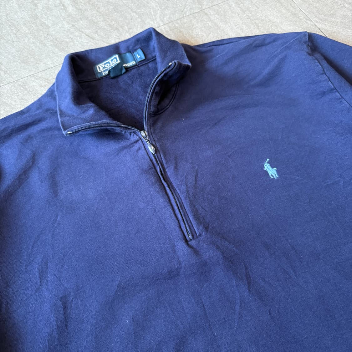 폴로 정품 네이비 피마 코튼 반집업 니트 상품이미지6