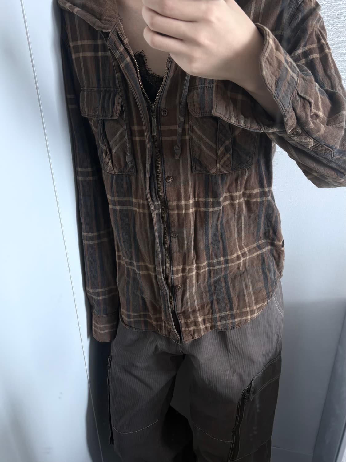 빈티지 셔츠 후드집업 상품이미지1