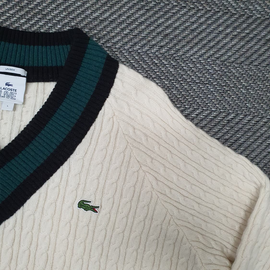 라코스테 브이넥 케이블 니트 스웨터 남자105 상품이미지3