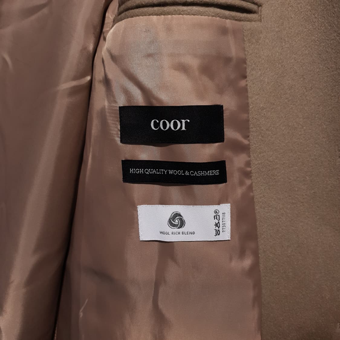 실측 XL) COOR 쿠어 울 리치 블렌드 캐시미어 20 싱글 코트 자켓 상품이미지7