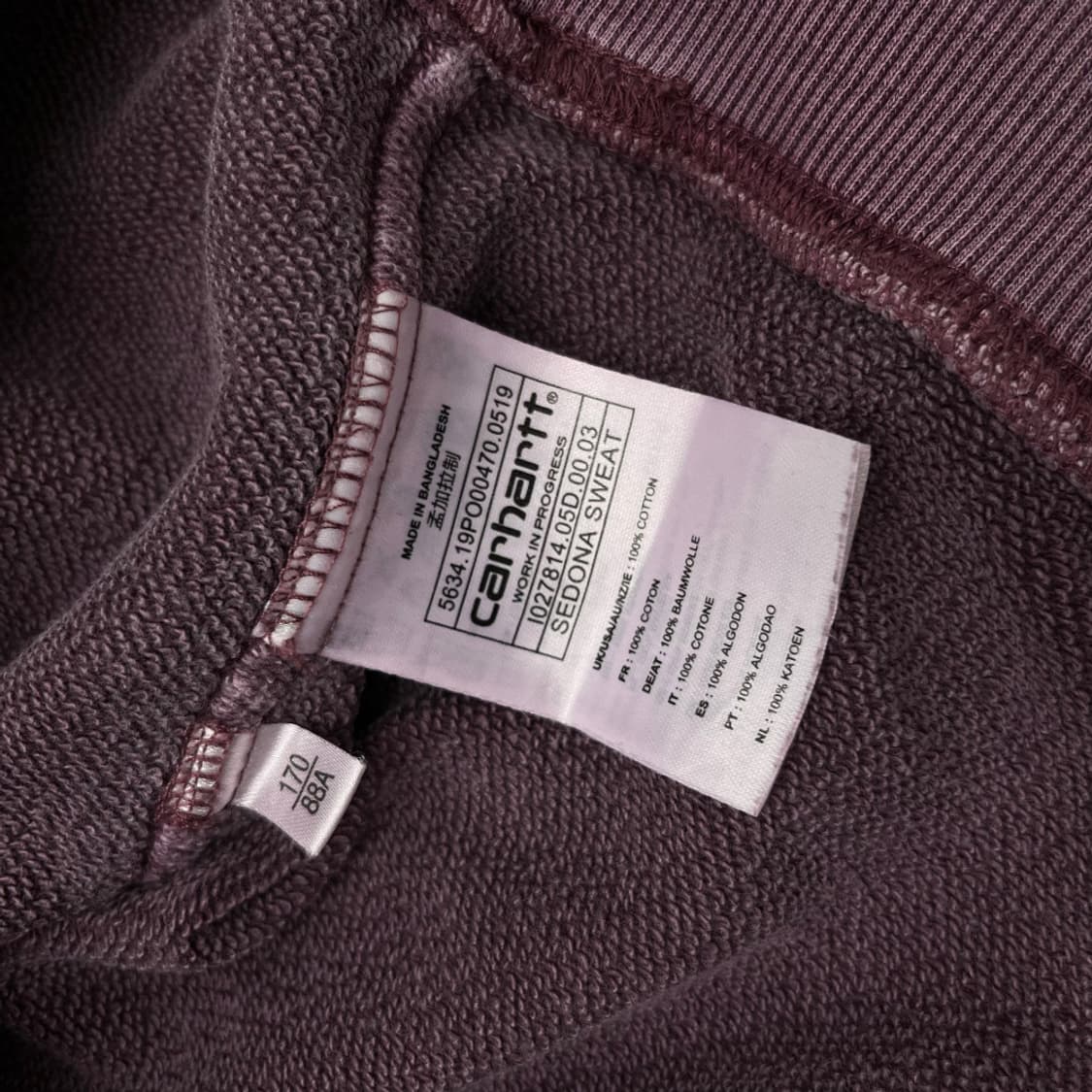 칼하트 애쉬퍼플 맨투맨 S 상품이미지6