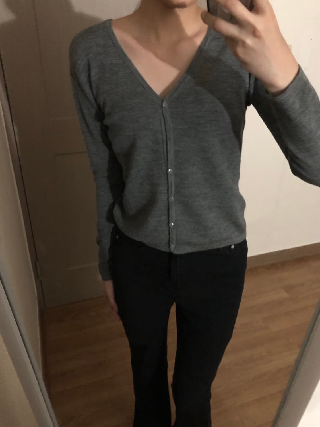 브이넥 가디건 그레이 상품이미지4