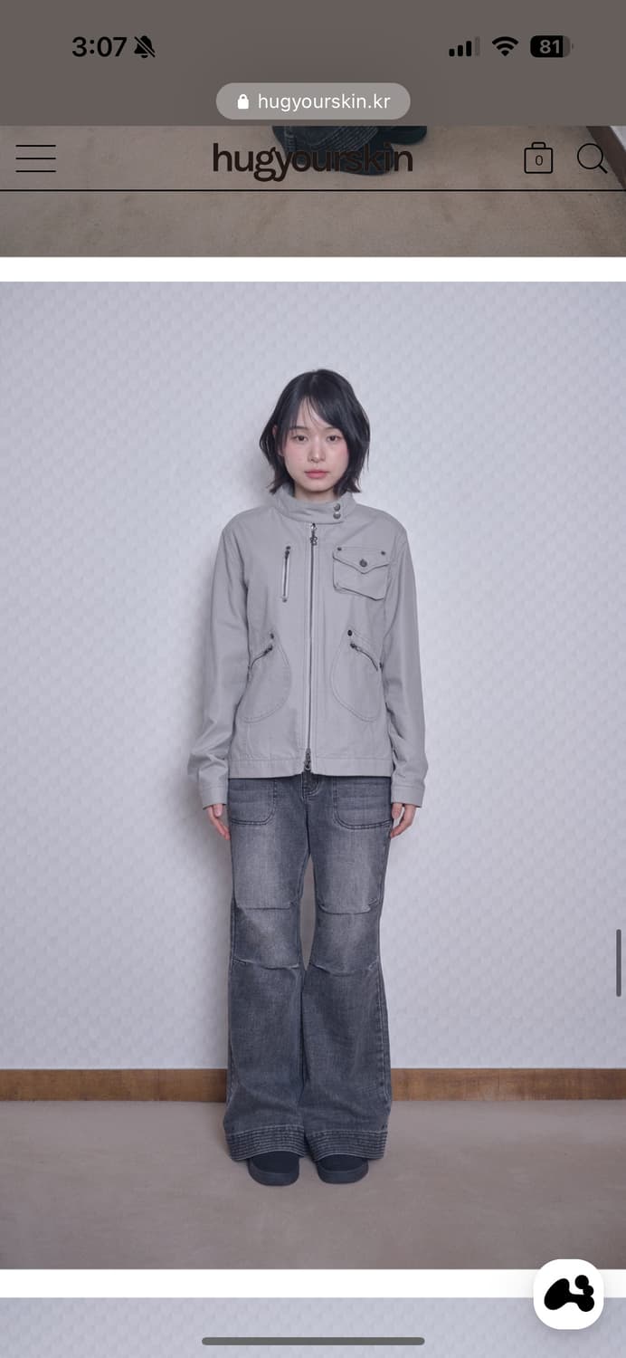 (새상품) 허그유어스킨 라이더 코튼 자켓 그레이 상품이미지6