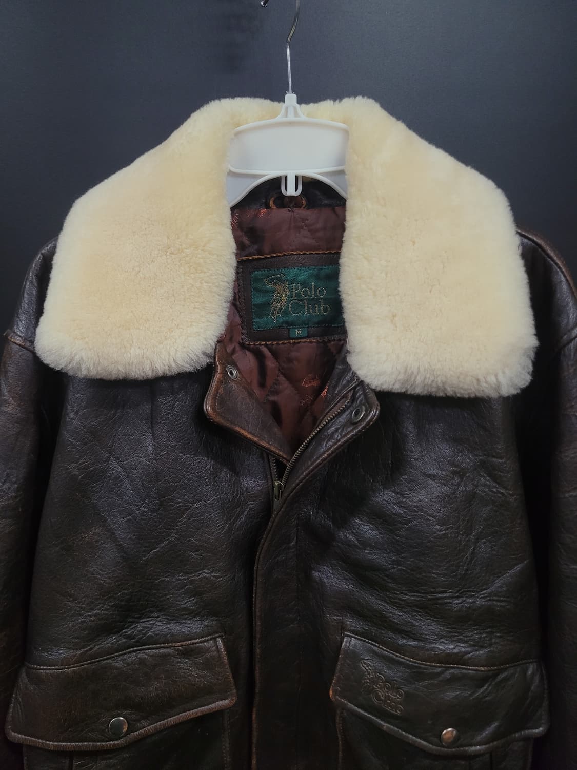 Vintage Polo Club Leather Bomber Jacket 상품이미지2