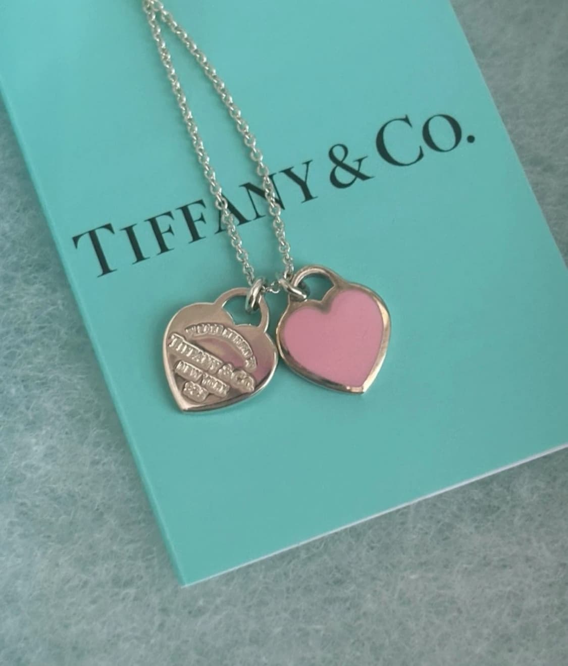티파니앤코 핑크 더블하트 팬던트 목걸이 새제품 상품이미지1