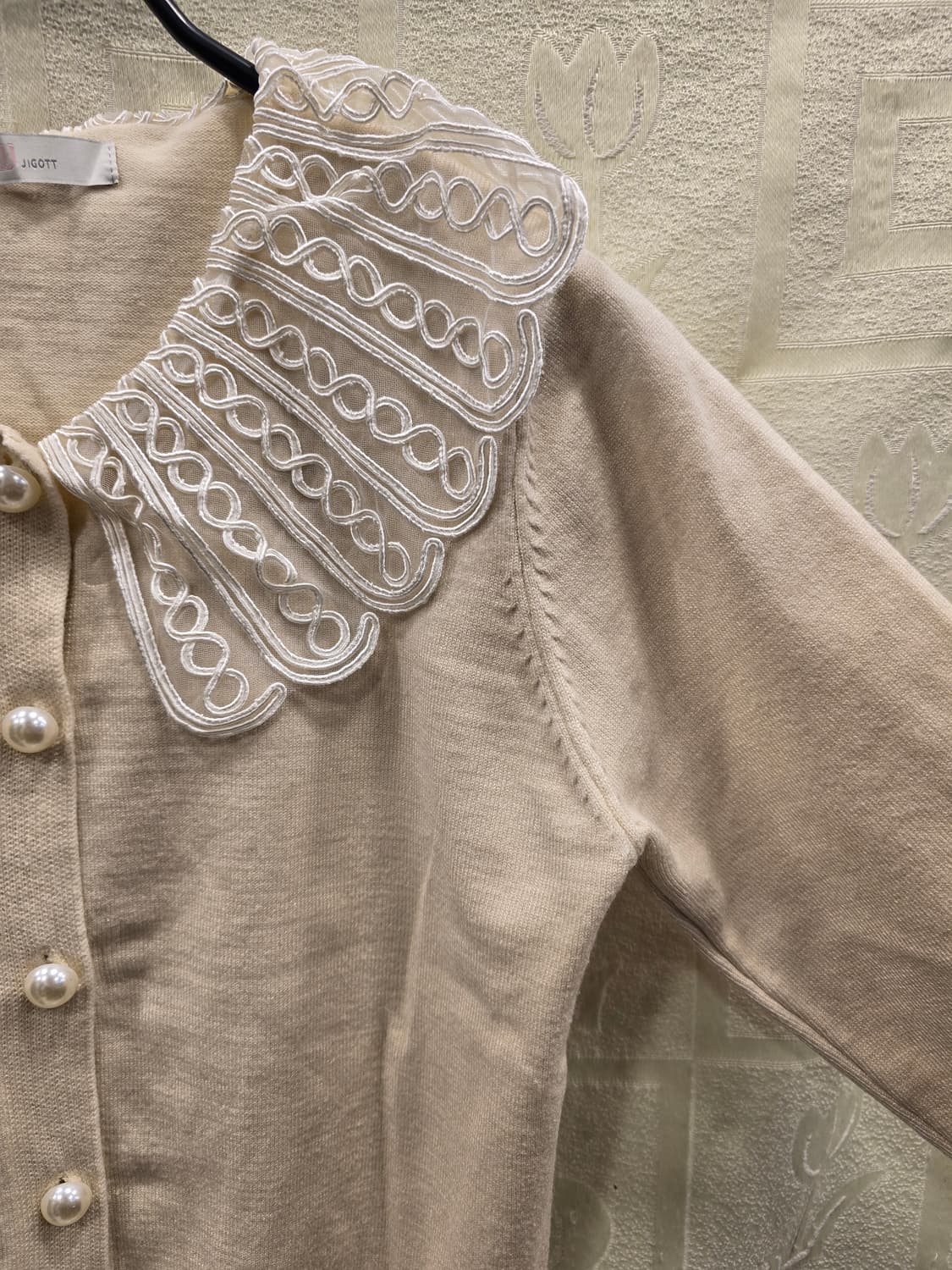 지고트 JIGOTT 레이스 카라 가디건 겸 니트티 S 상품이미지3