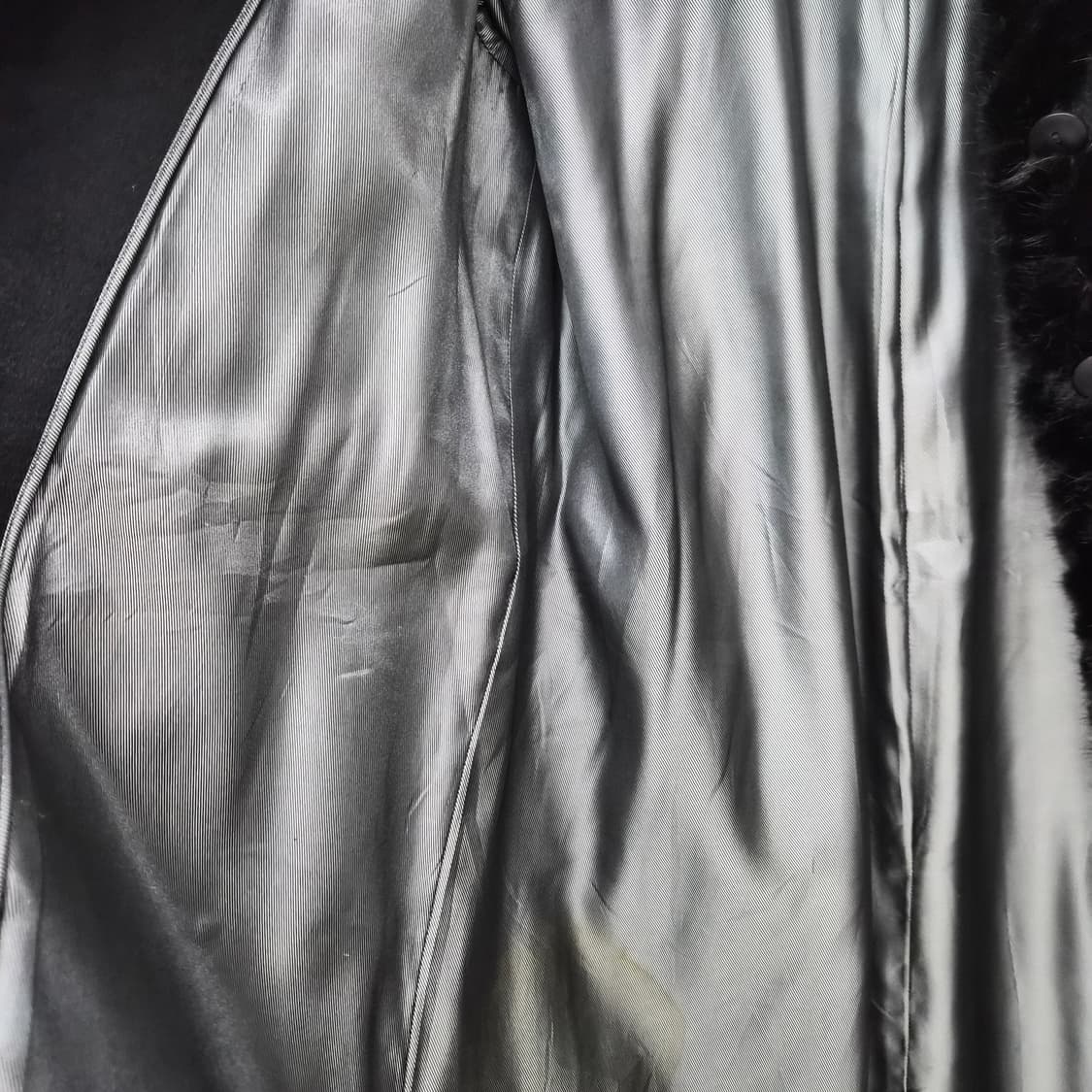 캐시미어 100% 블랙 롱 퍼 코트 여성 M 상품이미지8