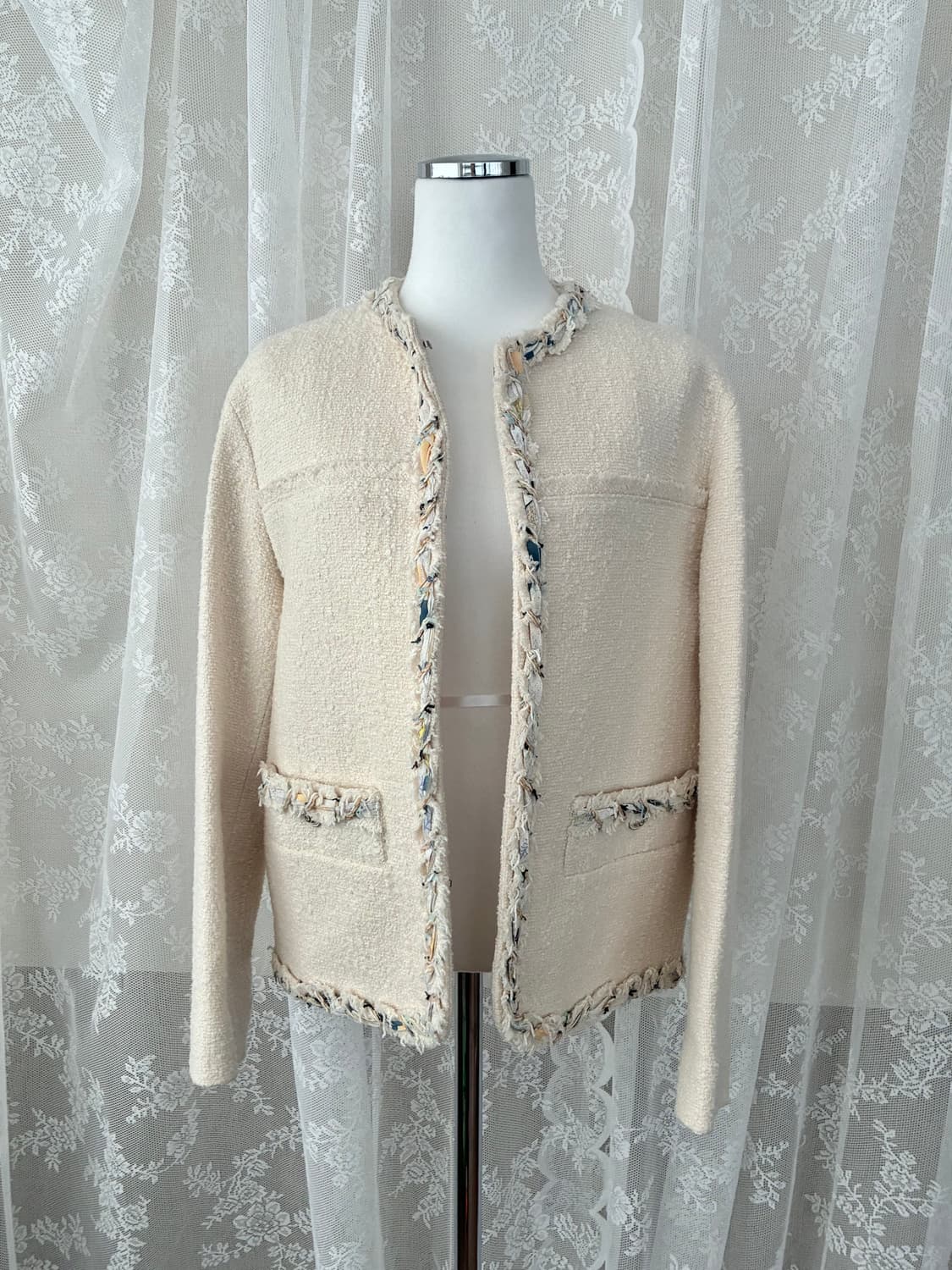 82-94-160) 한섬 SJSJ 트위드 자켓 아이보리 상품이미지3